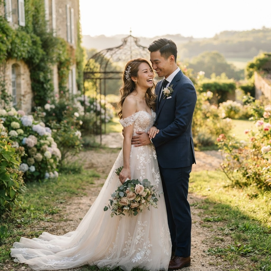 French wedding portrait